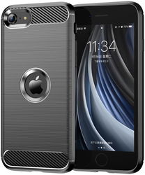 Apple iPhone SE (2020/2022) Hoesje Geborsteld TPU Back Cover Zwart afbeelding