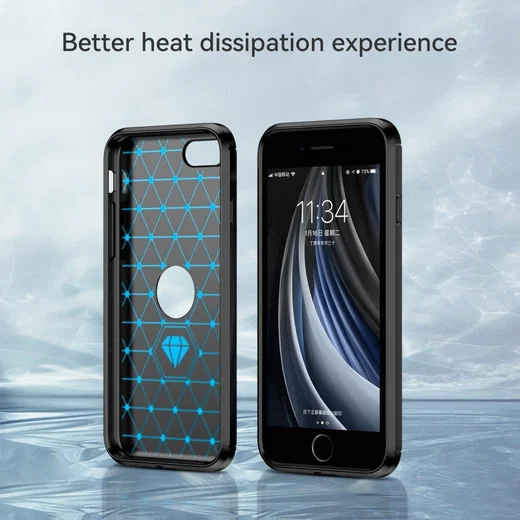 Apple iPhone SE (2020/2022) Hoesje Geborsteld TPU Back Cover Zwart afbeelding 8