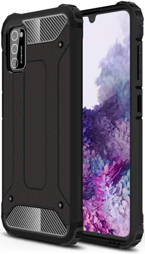 Samsung Galaxy A41 Hoesje Shock Proof Hybride Back Cover Zwart afbeelding 1