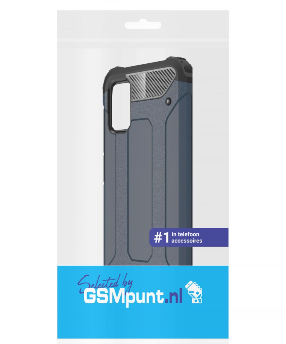 Samsung Galaxy A41 Hoesje Shock Proof Hybride Back Cover Donker Blauw afbeelding 2