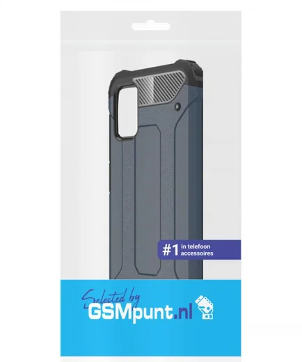 Samsung Galaxy A41 Hoesje Shock Proof Hybride Back Cover Donker Blauw afbeelding 2