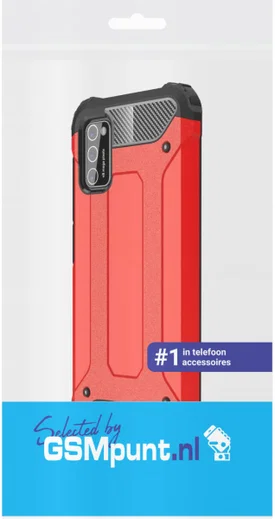 Samsung Galaxy A41 Hoesje Shock Proof Hybride Back Cover Rood afbeelding 2
