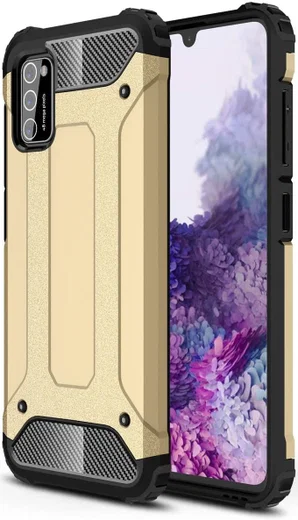 Samsung Galaxy A41 Hoesje Shock Proof Hybride Back Cover Goud afbeelding 1