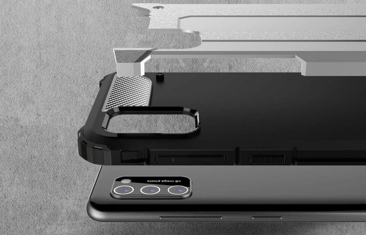 Samsung Galaxy A41 Hoesje Shock Proof Hybride Back Cover Zilver afbeelding 5