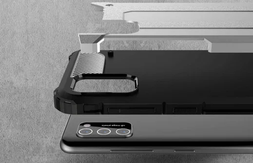 Samsung Galaxy A41 Hoesje Shock Proof Hybride Back Cover Zilver afbeelding 5