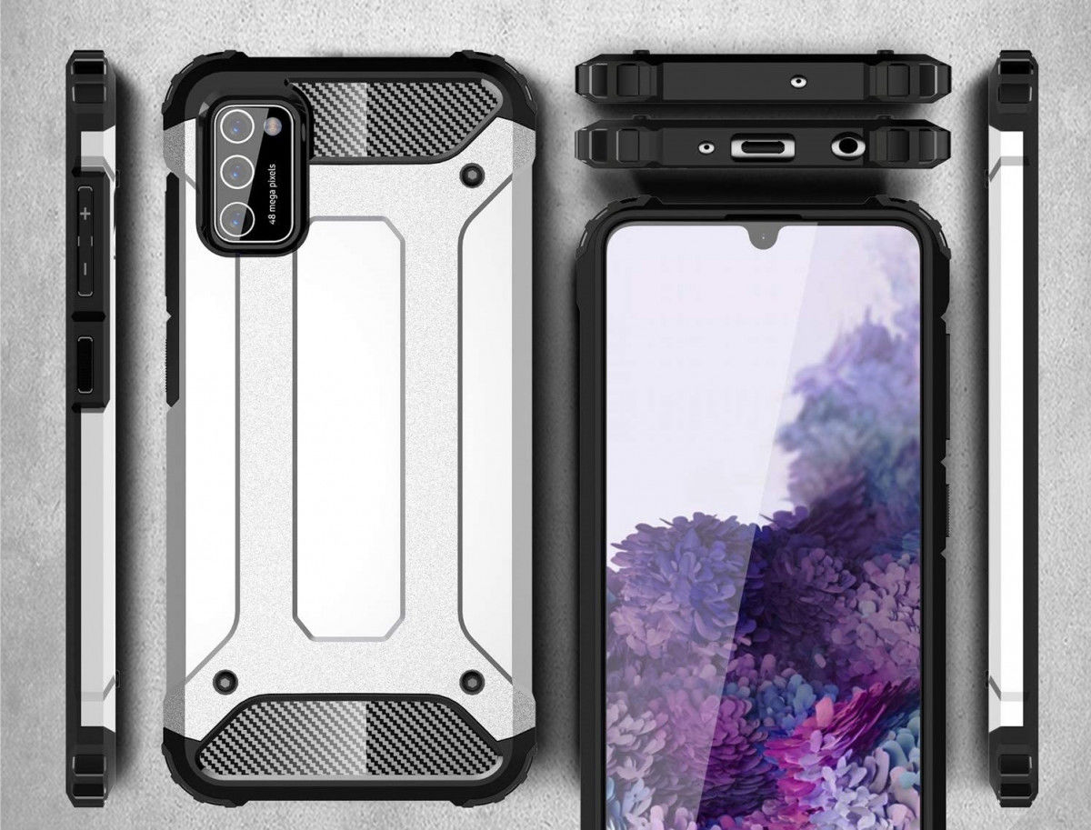 Samsung Galaxy A41 Hoesje Shock Proof Hybride Back Cover Zilver afbeelding 6