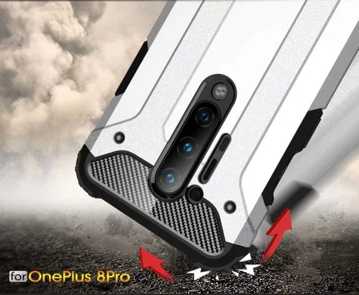 OnePlus 8 Pro Hoesje Shock Proof Hybride Back Cover Rood afbeelding 6