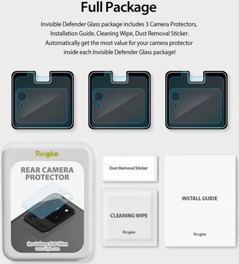 Ringke ID Tempered Glass Camera Lens Samsung Galaxy S20 Ultra (3 Pack) afbeelding 14