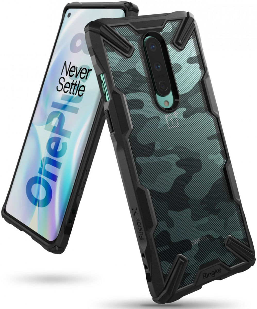 Ringke Fusion X OnePlus 8 Hoesje Transparant / Camo Zwart afbeelding 1