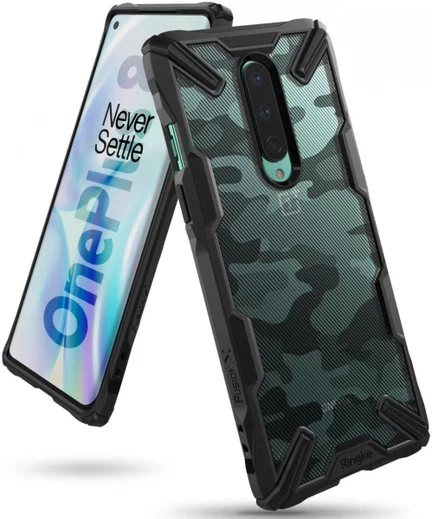Ringke Fusion X OnePlus 8 Hoesje Transparant / Camo Zwart afbeelding 1