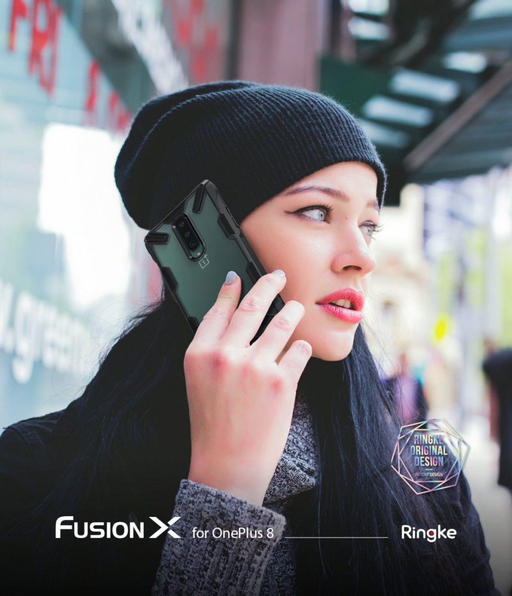 Ringke Fusion X OnePlus 8 Hoesje Transparant / Camo Zwart afbeelding 4