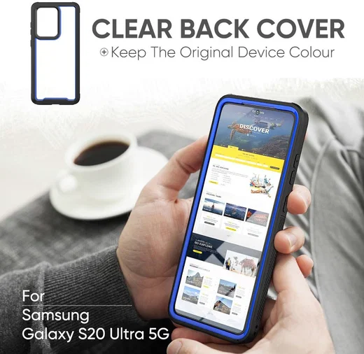 Samsung Galaxy S20 Ultra Hybride Bumper Hoesje Blauw afbeelding 5