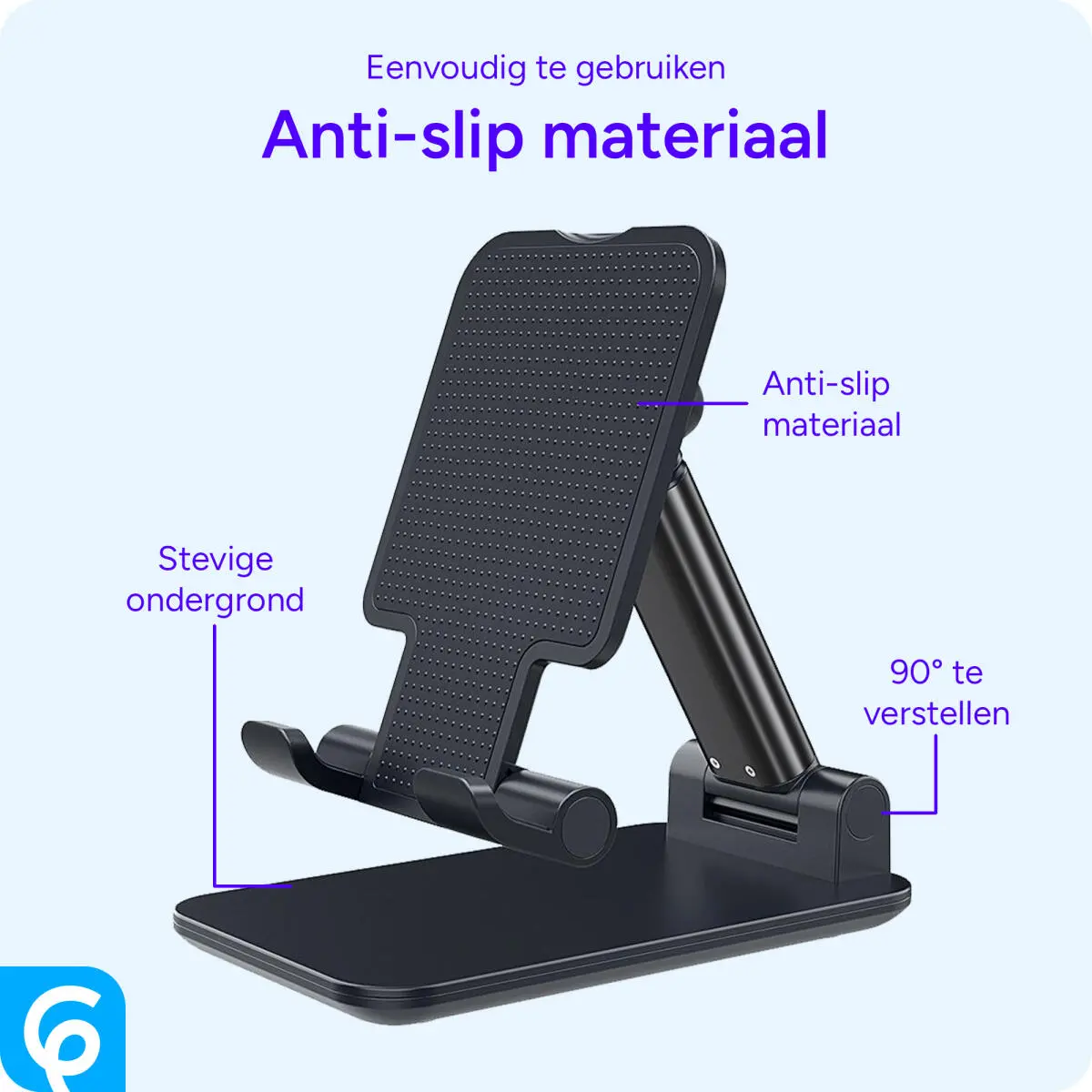 Verstelbare Aluminium Houder Telefoon/Smartphone/iPhone Zwart afbeelding 2