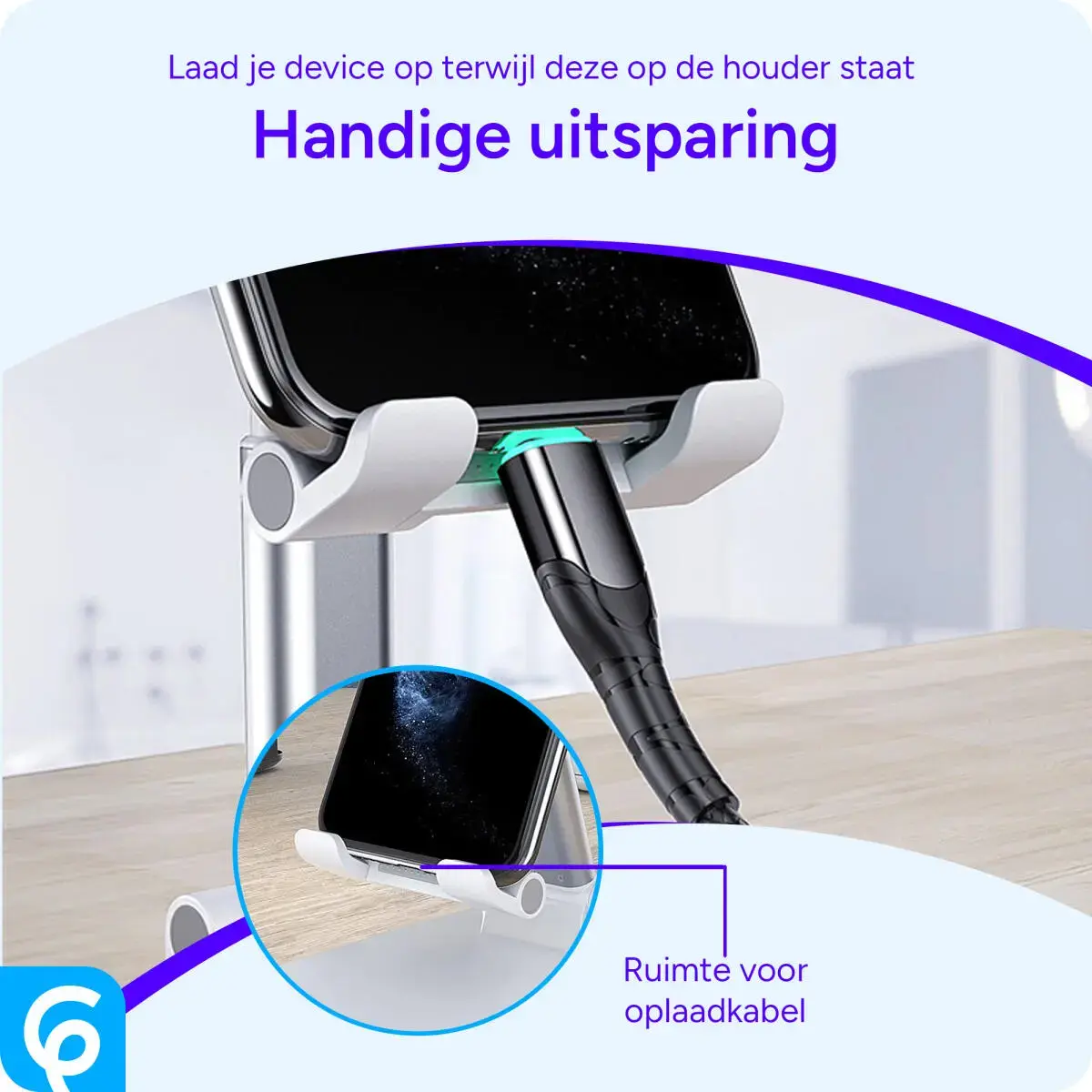 Verstelbare Universele Houder Telefoon / Smartphone / iPhone Wit afbeelding 7