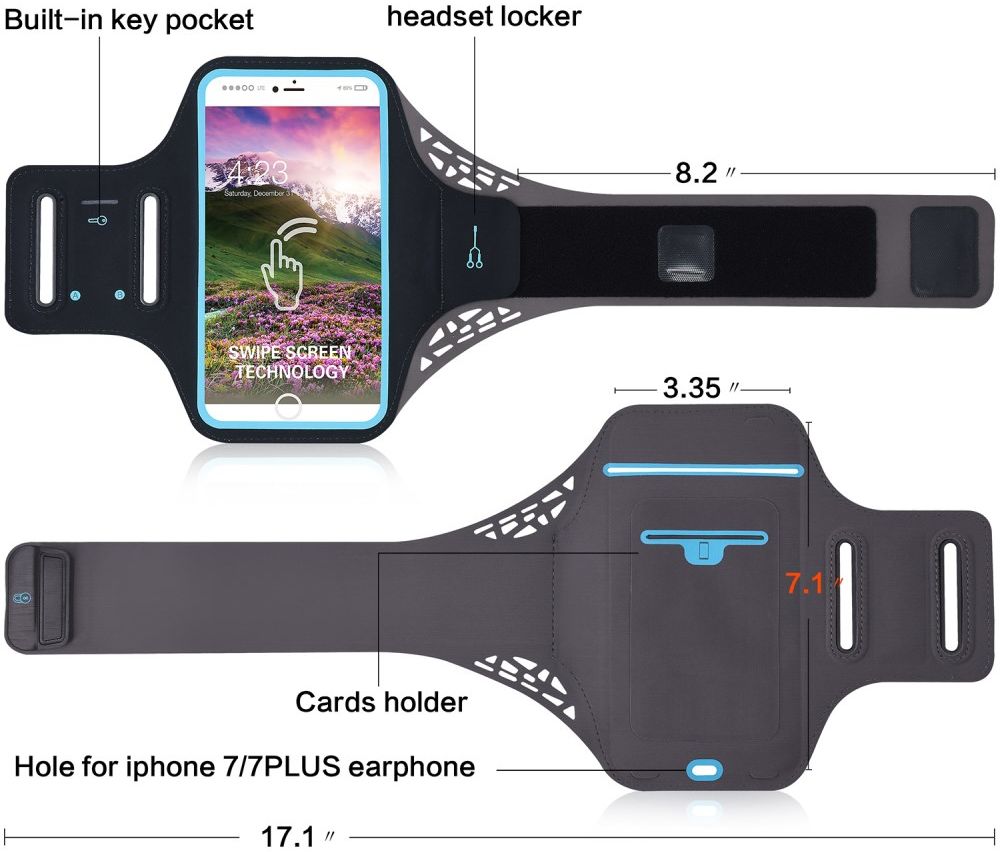 Sportarmband Universeel Hoesje voor het Hardlopen 5.5 inch Zwart afbeelding 4
