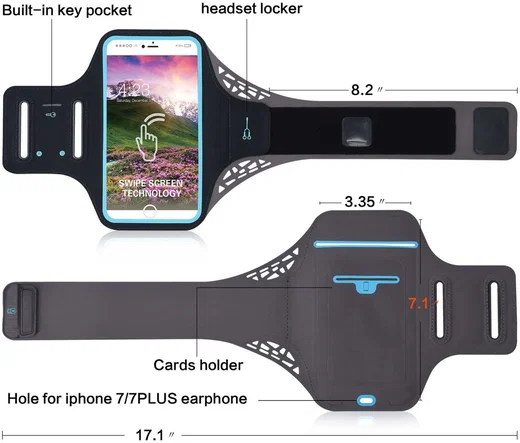 Sportarmband Universeel Hoesje voor het Hardlopen 5.5 inch Zwart afbeelding 4