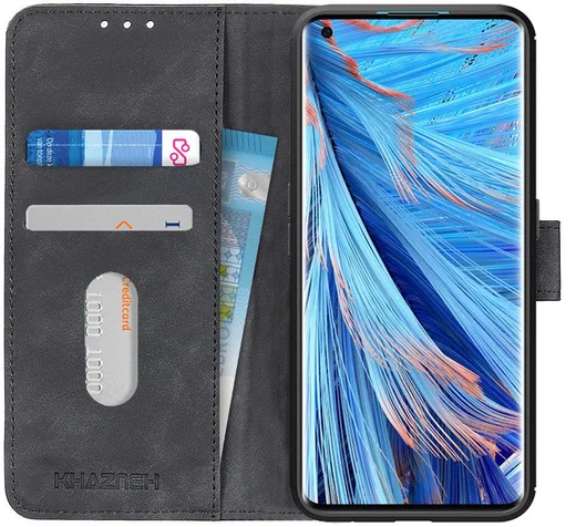 KHAZNEH Oppo Find X2 Hoesje Retro Wallet Book Case Zwart afbeelding 1