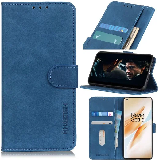 KHAZNEH OnePlus 8 Hoesje Retro Wallet Book Case Blauw afbeelding 10