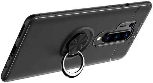 OnePlus 8 Pro Hoesje met Kickstand Ring Zwart afbeelding 2