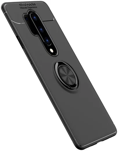 OnePlus 8 Pro Hoesje met Kickstand Ring Zwart afbeelding 3