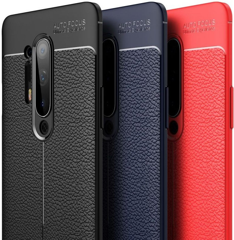 OnePlus 8 Pro Hoesje TPU Leer Design Back Cover Rood afbeelding 3
