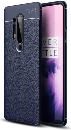 OnePlus 8 Pro Hoesje TPU Leer Design Back Cover Blauw afbeelding 1