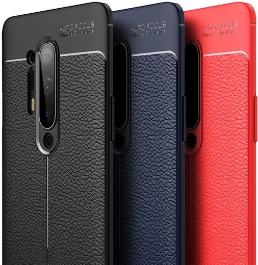 OnePlus 8 Pro Hoesje TPU Leer Design Back Cover Blauw afbeelding 3