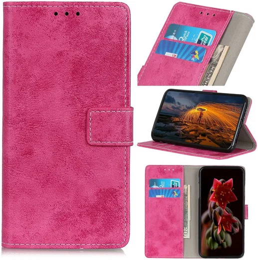 OnePlus 8 Pro Vintage Portemonnee Stand Hoesje Roze afbeelding 12