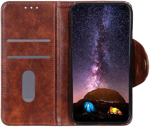 OnePlus 8 Pro Hoesje Portemonnee Luxe Wallet Case Bruin afbeelding 1