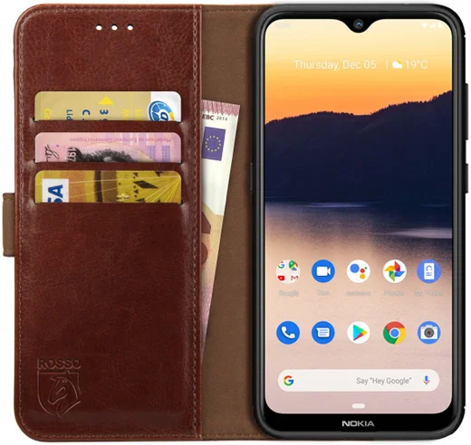 Rosso Element Nokia 2.3 Hoesje Book Cover Wallet Case Bruin afbeelding 1