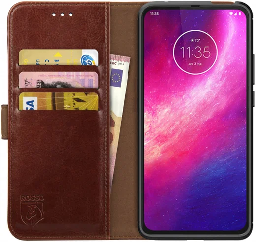 Rosso Element Motorola One Hyper Hoesje Book Cover Wallet Case Bruin afbeelding 1