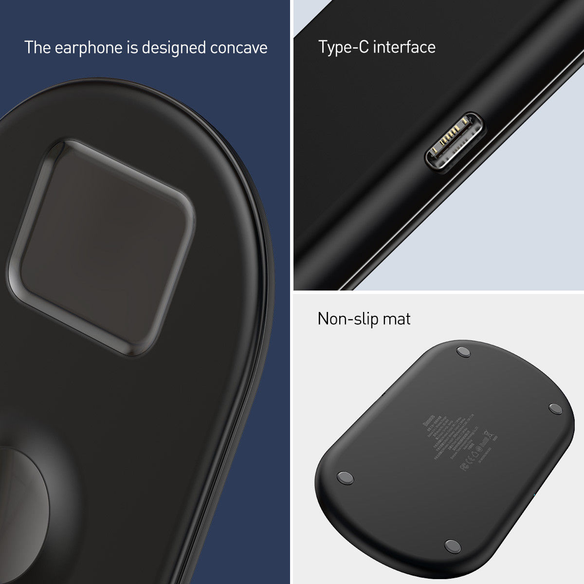 Baseus 3in1 18W Draadloze Oplader Smartphone Apple Watch AirPods Zwart afbeelding 6
