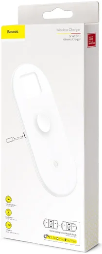 Baseus 3-in-1 18W Draadloze Oplader Smartphone Apple Watch AirPods Wit afbeelding 10