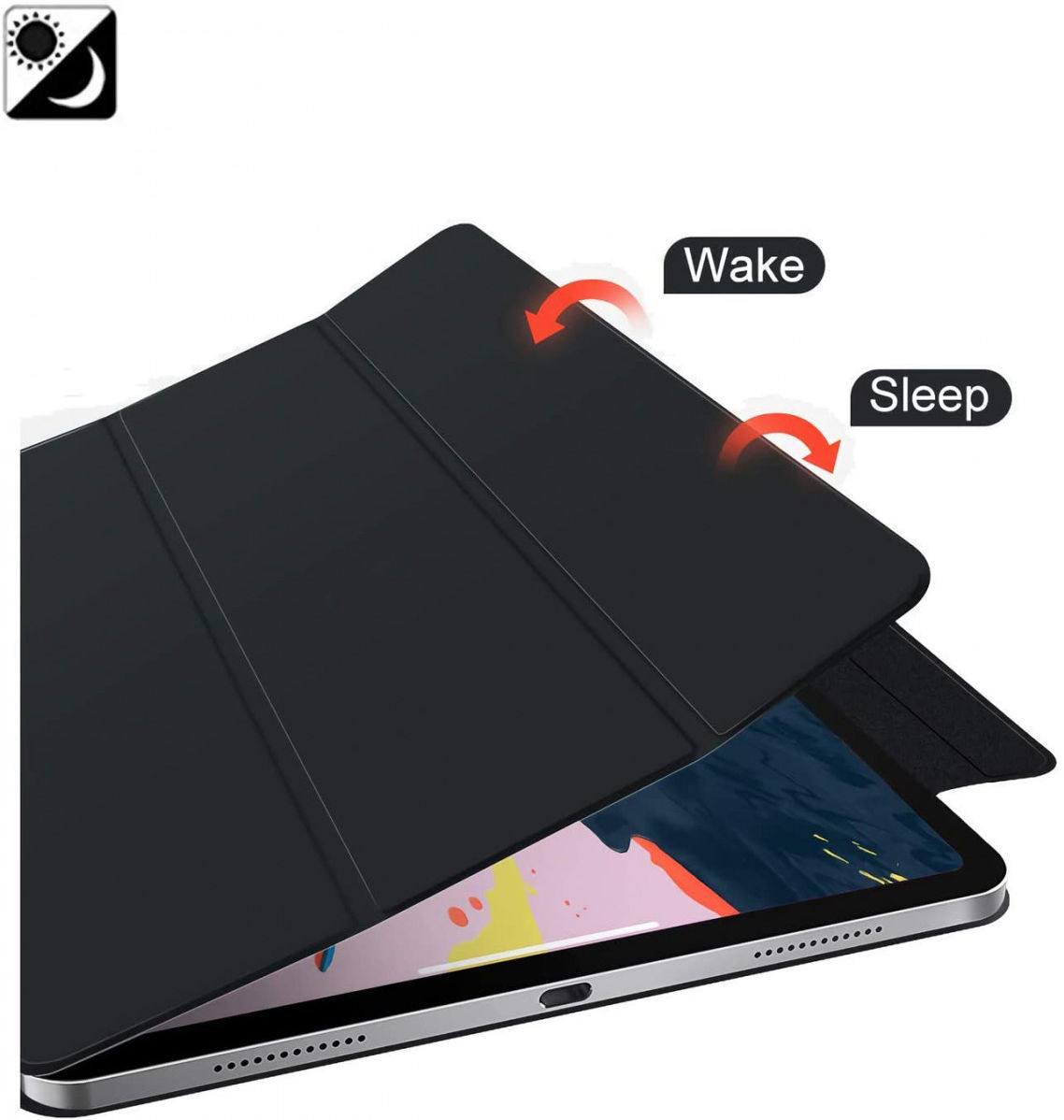 Apple iPad Pro 12.9 2018 / 2020 Hoes Tri-Fold Folio Zwart afbeelding 5