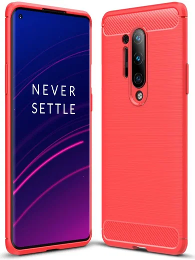 OnePlus 8 Pro Hoesje TPU Gebordsteld Rood afbeelding 1