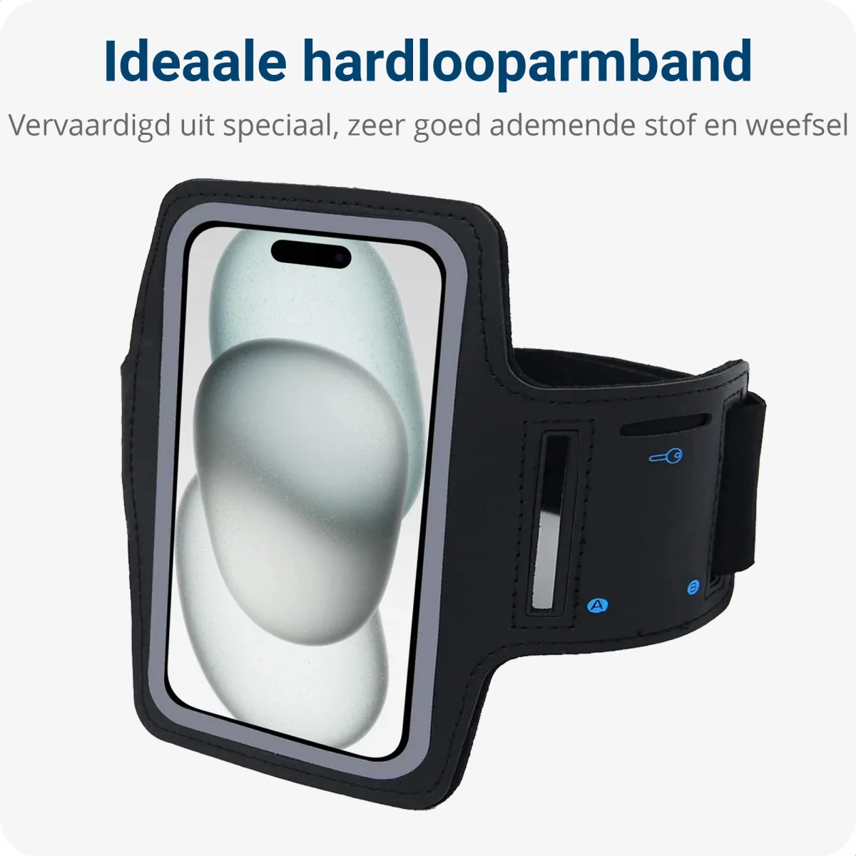 Universele Hardloop Armband en Sporthoesje voor Telefoons Groot Zwart afbeelding 2