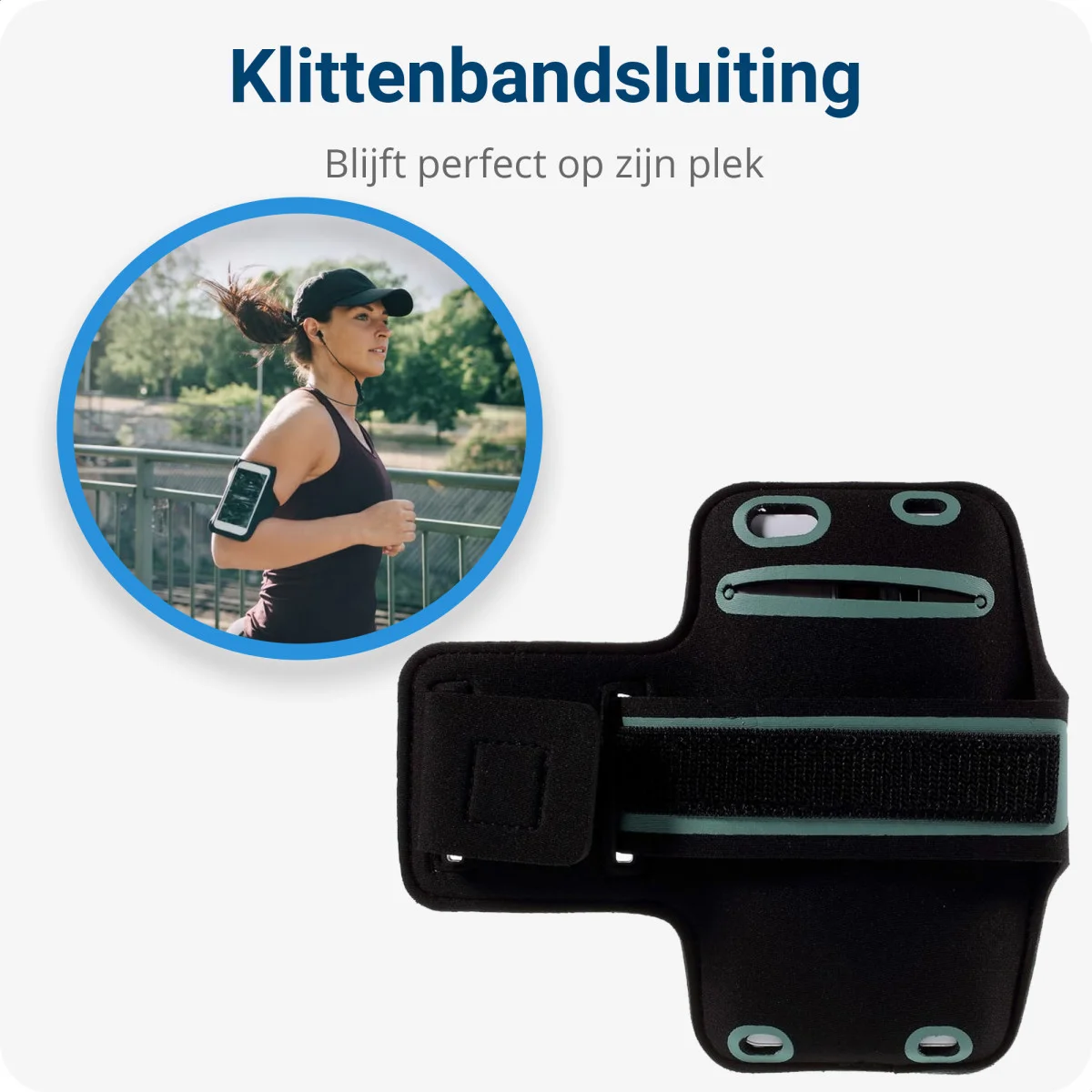 Universele Hardloop Armband en Sporthoesje voor Telefoons Groot Zwart afbeelding 3