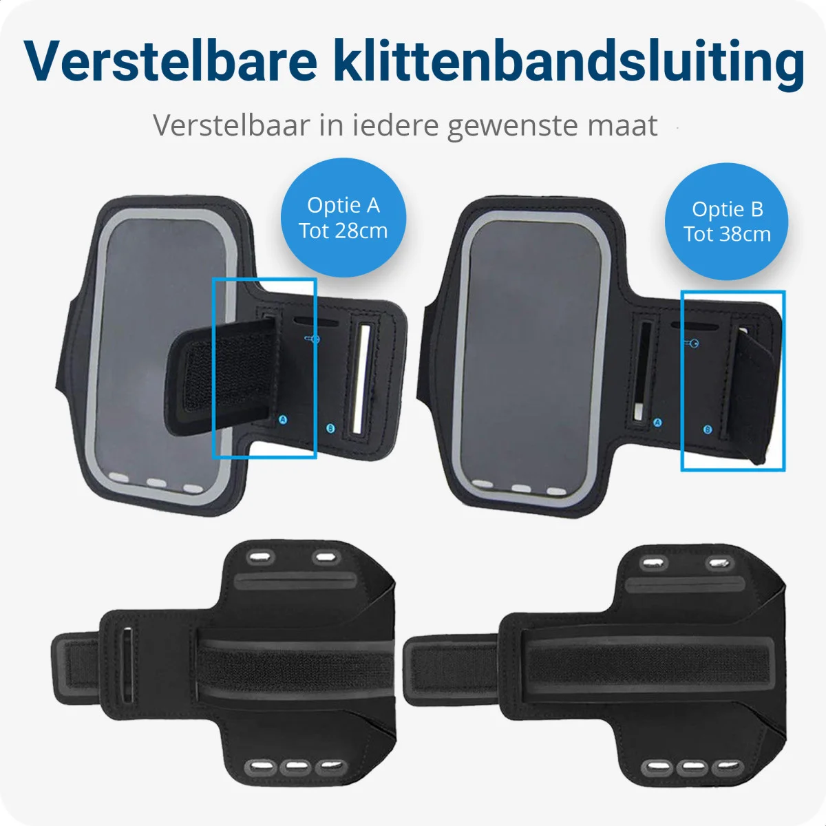 Universele Hardloop Armband en Sporthoesje voor Telefoons Groot Zwart afbeelding 4