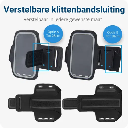 Universele Hardloop Armband en Sporthoesje voor Telefoons Groot Zwart afbeelding 4
