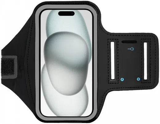 Universele Hardloop Armband en Sporthoesje voor Telefoons Groot Zwart afbeelding 1