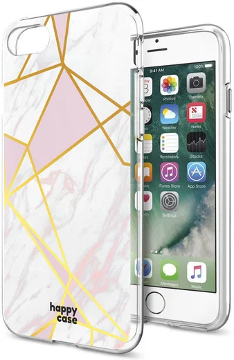 HappyCase iPhone SE 2020/2022 Hoesje Flexibel TPU Roze Marmer Print afbeelding 5