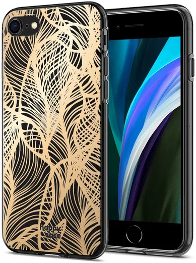 HappyCase Apple iPhone SE 2020 Hoesje Flexibel TPU Golden Leaves Print afbeelding 2