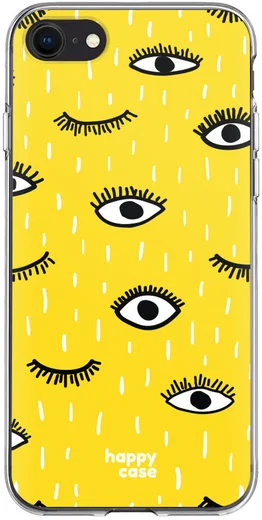 HappyCase iPhone SE 2020/2022 Hoesje Flexibel TPU Yellow Eye Print afbeelding 1