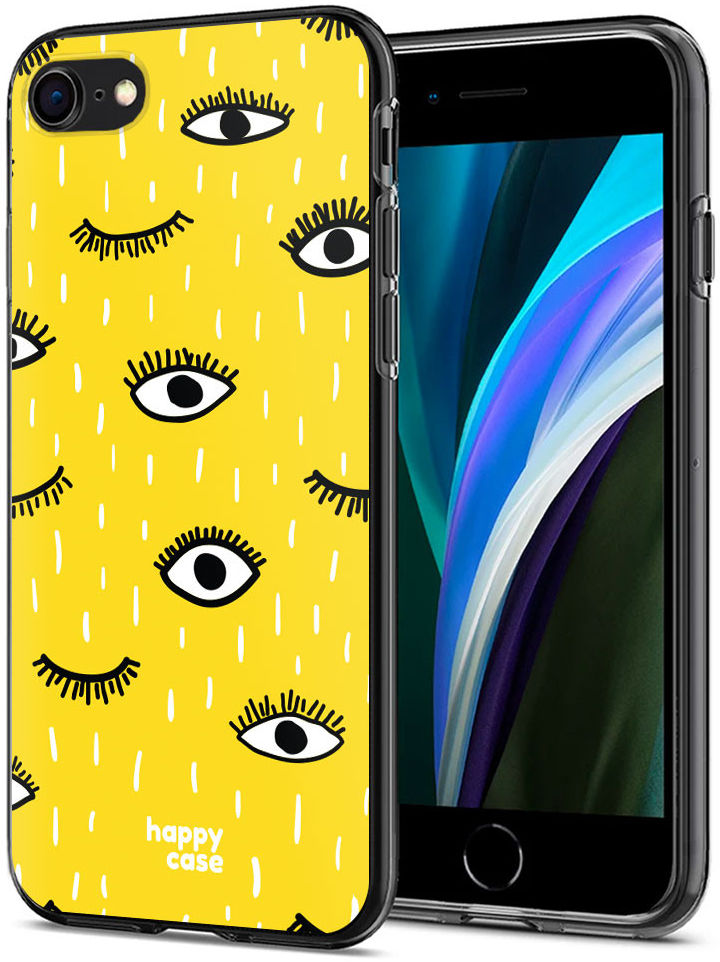 HappyCase iPhone SE 2020/2022 Hoesje Flexibel TPU Yellow Eye Print afbeelding 2