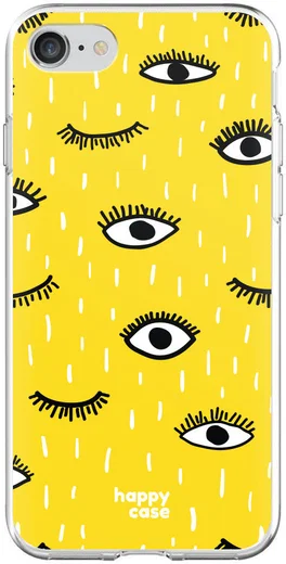 HappyCase iPhone SE 2020/2022 Hoesje Flexibel TPU Yellow Eye Print afbeelding 4