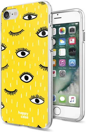HappyCase iPhone SE 2020/2022 Hoesje Flexibel TPU Yellow Eye Print afbeelding 5
