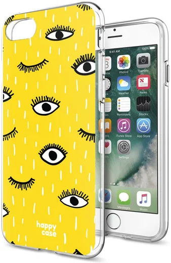 HappyCase iPhone SE 2020/2022 Hoesje Flexibel TPU Yellow Eye Print afbeelding 6