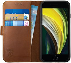 Rosso Deluxe iPhone SE (20/22) / 8 / 7 Hoesje Echt Leer Book Case Bruin afbeelding