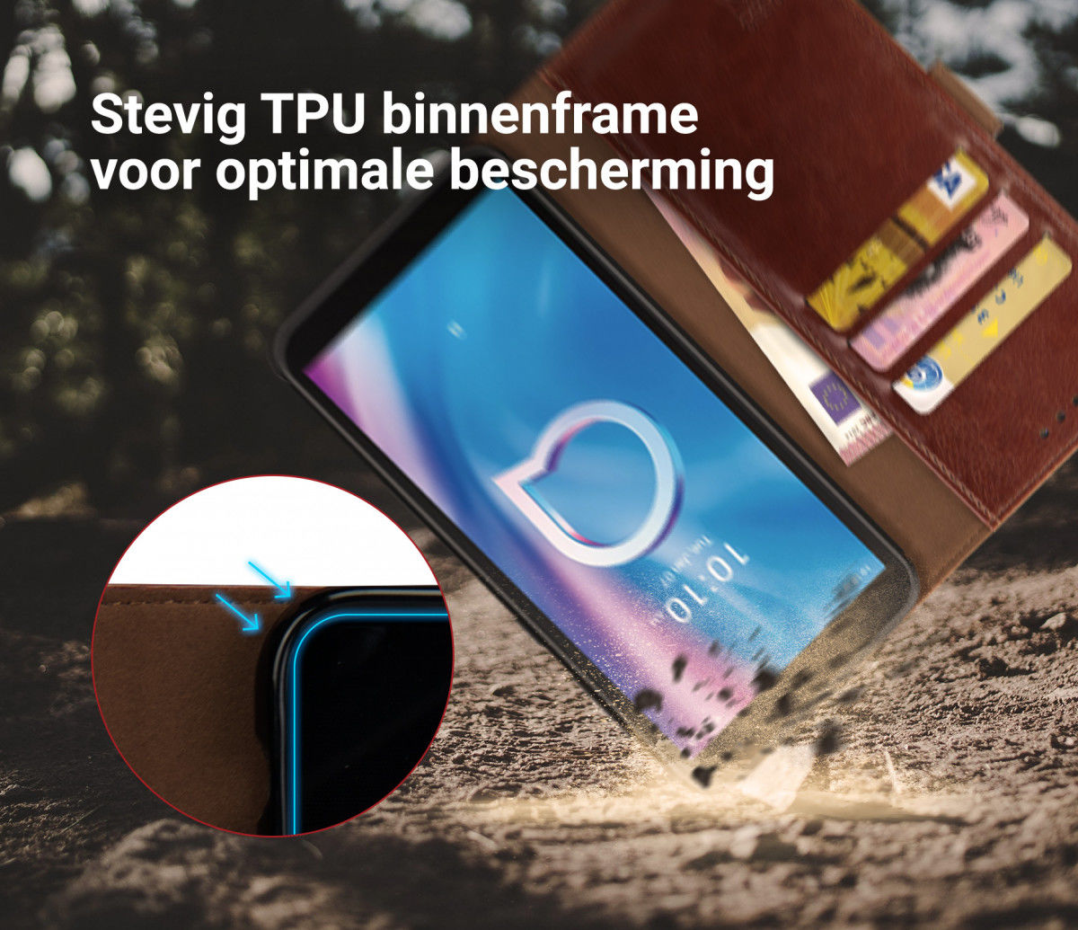 Rosso Element Alcatel 1B 2020 Hoesje Book Cover Bruin afbeelding 6