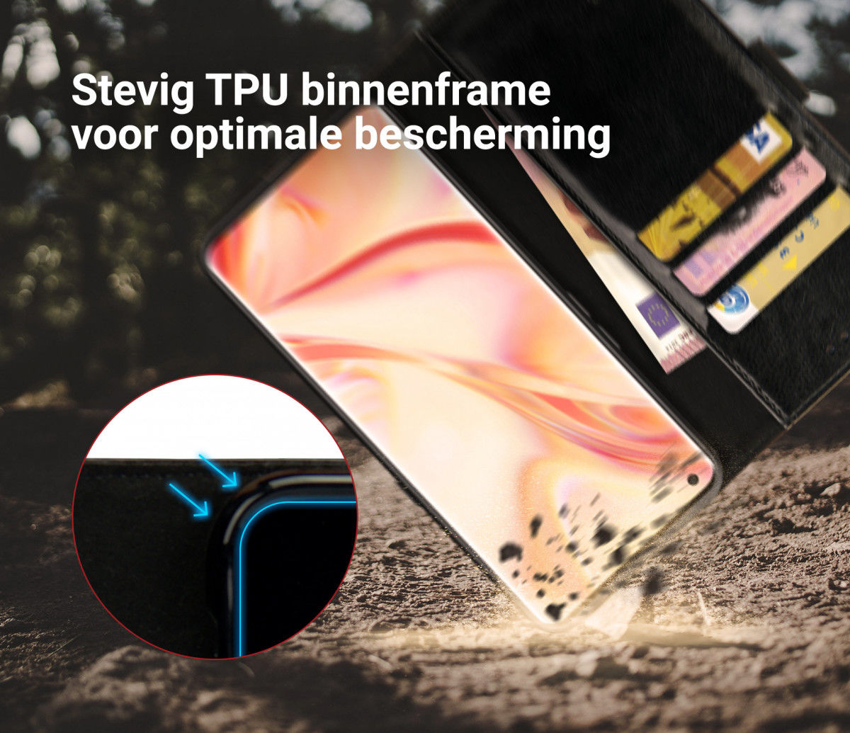 Rosso Element Oppo Find X2 Pro Hoesje Book Cover Zwart afbeelding 6